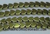 CHE1000 15.5 inches 6*6mm heart plated hematite beads wholesale