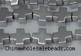 CHE1007 15.5 inches 10*10mm cross plated hematite beads wholesale