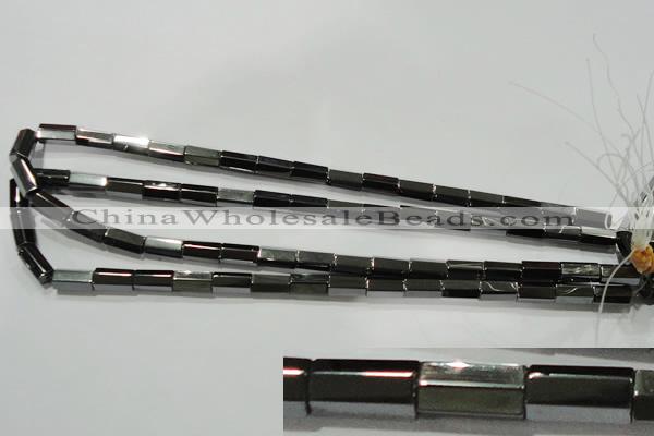 CHE127 15.5 inches 6*12mm faceted tube hematite beads wholesale