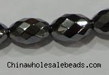 CHE145 15.5 inches 8*12mm faceted rice hematite beads wholesale