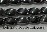 CHE160 15.5 inches 5*8mm twisted rice hematite beads