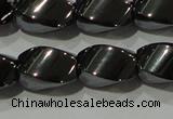 CHE163 15.5 inches 8*12mm twisted rice hematite beads