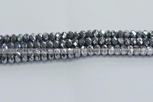 CHE2003 15.5 inches 6*10mm faceted rondelle hematite beads