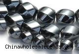 CHE22 16 inches twisted pebble shape hematite beads wholesale