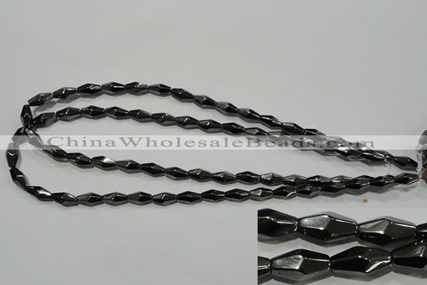 CHE220 15.5 inches 6*12mm faceted rice hematite beads wholesale