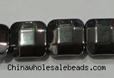 CHE288 15.5 inches 10*10mm faceted square hematite beads wholesale