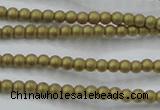 CHE419 15.5 inches 2mm round matte plated hematite beads wholesale