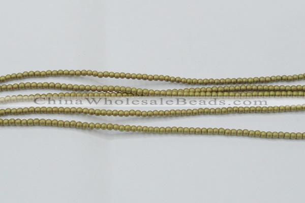 CHE419 15.5 inches 2mm round matte plated hematite beads wholesale