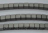 CHE440 15.5 inches 3*3mm cube matte plated hematite beads wholesale