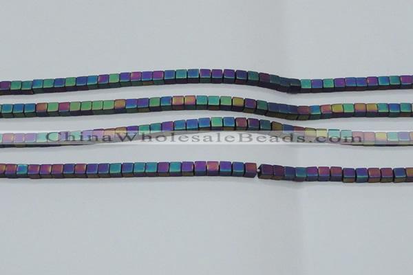 CHE613 15.5 inches 2*2mm cube matte plated hematite beads wholesale