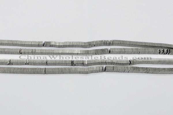 CHE618 15.5 inches 1*2*2mm square matte plated hematite beads