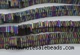 CHE637 15.5 inches 1*4*4mm square matte plated hematite beads