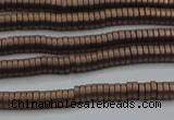 CHE677 15.5 inches 1*3mm tyre matte plated hematite beads