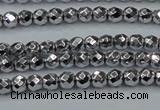 CHE690 15.5 inches 2mm faceted round plated hematite beads