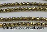 CHE692 15.5 inches 2mm faceted round plated hematite beads