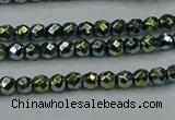 CHE693 15.5 inches 2mm faceted round plated hematite beads