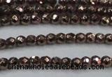 CHE701 15.5 inches 3mm faceted round plated hematite beads