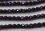CHE714 15.5 inches 4mm faceted round plated hematite beads