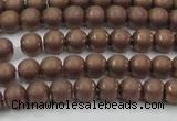 CHE723 15.5 inches 4mm round matte plated hematite beads wholesale