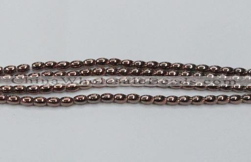 CHE742 15.5 inches 4*6mm rice plated hematite beads wholesale