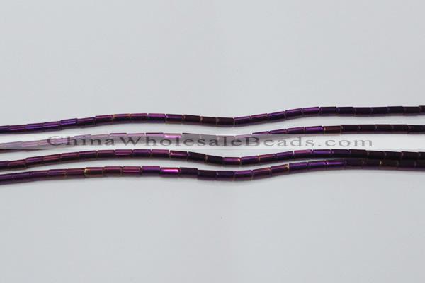 CHE763 15.5 inches 2*4mm tube plated hematite beads wholesale