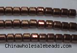 CHE777 15.5 inches 2*2mm drum plated hematite beads wholesale