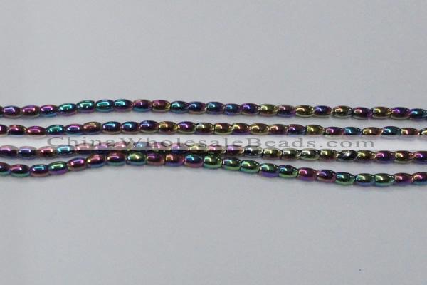 CHE796 15.5 inches 3*5mm rice plated hematite beads wholesale