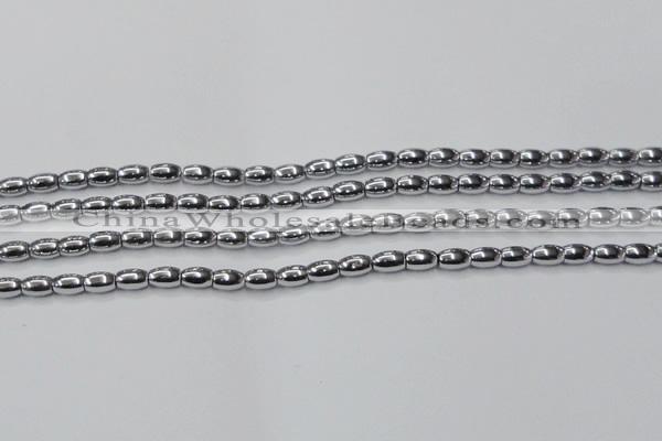 CHE801 15.5 inches 4*6mm rice plated hematite beads wholesale
