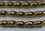 CHE811 15.5 inches 5*8mm rice plated hematite beads wholesale