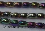 CHE812 15.5 inches 5*8mm rice plated hematite beads wholesale
