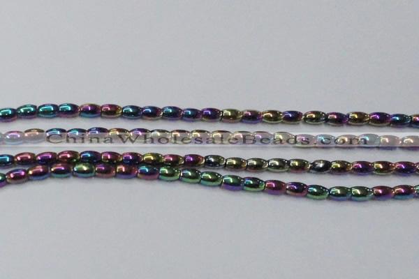 CHE812 15.5 inches 5*8mm rice plated hematite beads wholesale