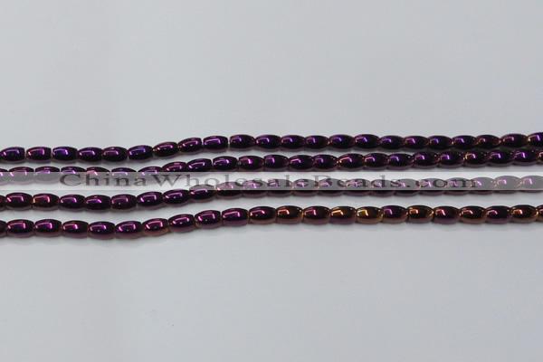 CHE813 15.5 inches 5*8mm rice plated hematite beads wholesale