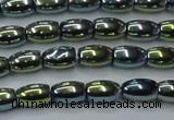 CHE814 15.5 inches 5*8mm rice plated hematite beads wholesale