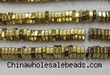 CHE827 15.5 inches 1*2mm hexagon plated hematite beads wholesale