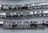 CHE841 15.5 inches 1*4mm hexagon plated hematite beads wholesale