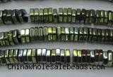 CHE844 15.5 inches 1*4mm hexagon plated hematite beads wholesale