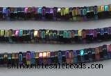 CHE846 15.5 inches 1*4mm hexagon plated hematite beads wholesale