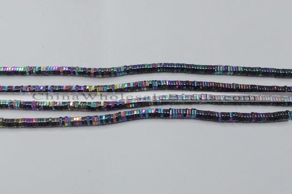CHE846 15.5 inches 1*4mm hexagon plated hematite beads wholesale