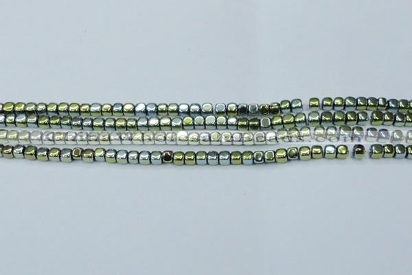 CHE869 15.5 inches 4*4mm dice platedhematite beads wholesale