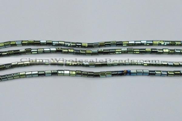 CHE890 15.5 inches 2*2mm faceted tube plated hematite beads wholesale