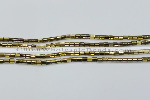 CHE899 15.5 inches 3*3mm faceted tube plated hematite beads wholesale