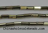 CHE907 15.5 inches 2*4mm faceted tube plated hematite beads wholesale