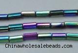 CHE910 15.5 inches 2*4mm faceted tube plated hematite beads wholesale