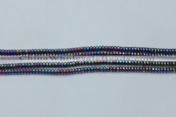 CHE963 15.5 inches 1.5*3mm rondelle plated hematite beads wholesale