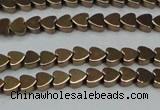 CHE993 15.5 inches 4*4mm heart plated hematite beads wholesale