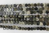 CHG112 15.5 inches 6mm flat heart black silver leaf beads wholesale