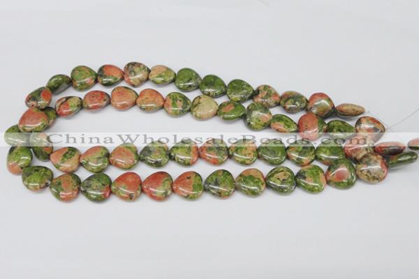 CHG48 15.5 inches 14*14mm heart unakite gemstone beads wholesale