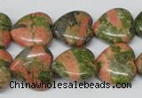 CHG60 15.5 inches 16*16mm heart unakite gemstone beads wholesale