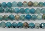 CHM210 15.5 inches 4mm faceted round blue hemimorphite beads