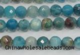 CHM211 15.5 inches 6mm faceted round blue hemimorphite beads